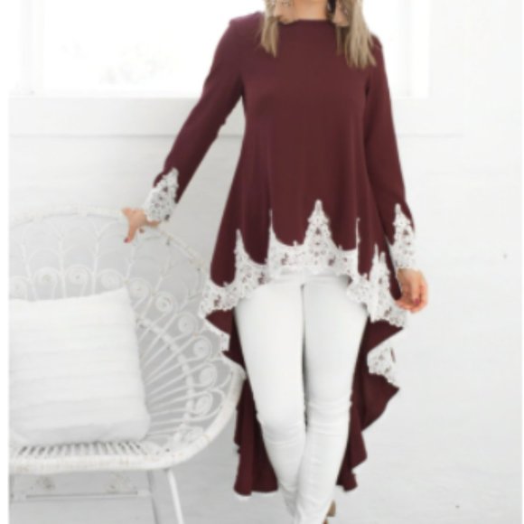 *One Left* Red High Low Blouse - Picture 4 of 5